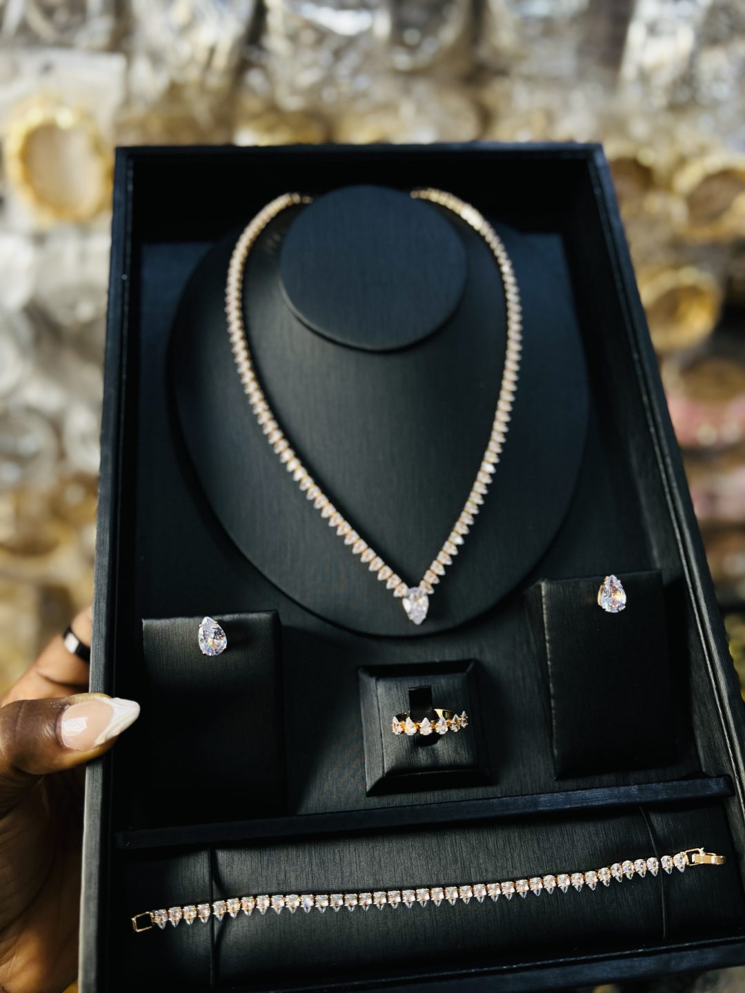 011 Zirconia bridal set (Gold Colour)