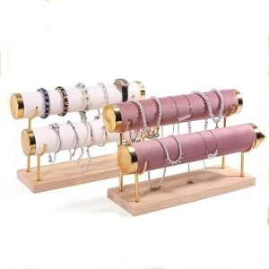Black 2 step leather bracelet display