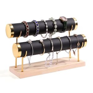 Black 2 step leather bracelet display