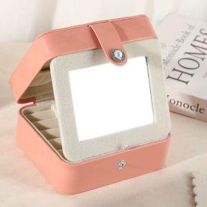 Brown criss cross jewelry organizer
