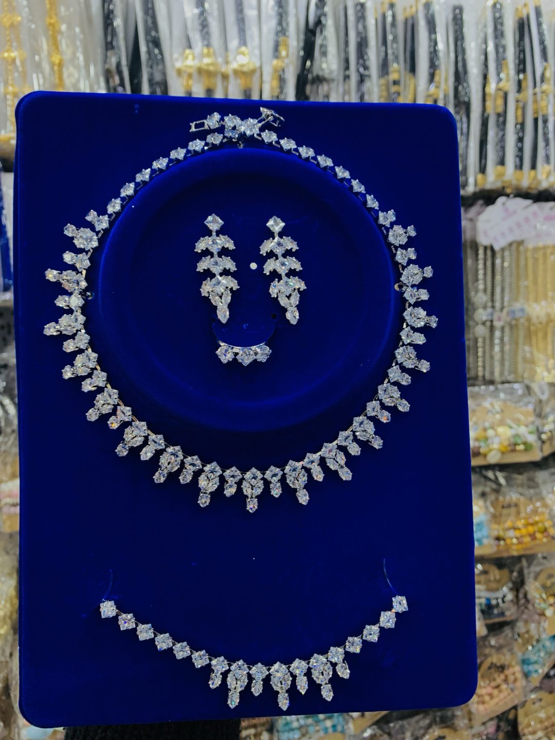 Sapphire shine zirconia silver set