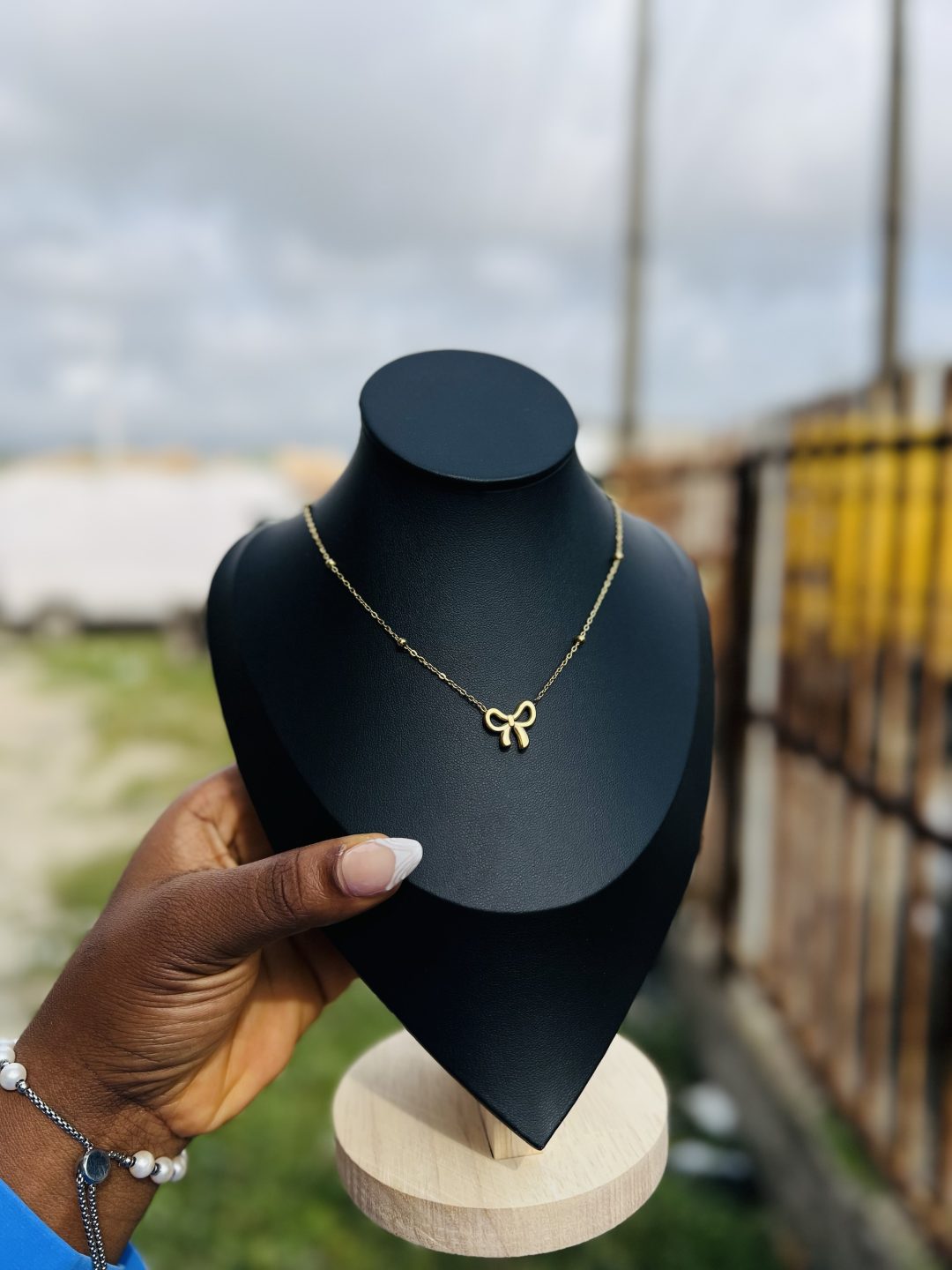 Stainless Steel bowtie necklace 012