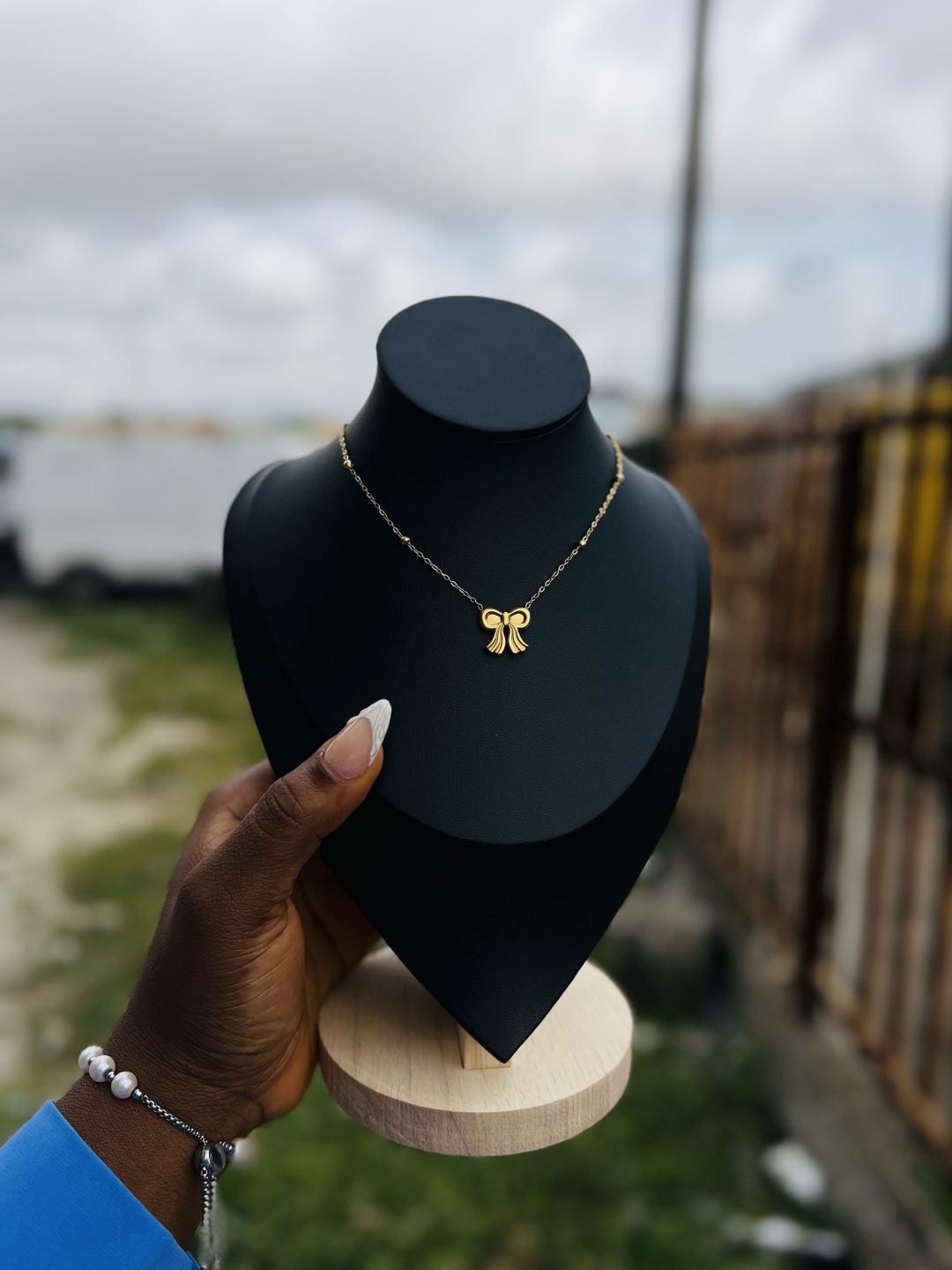 Stainless Steel bowtie necklace 013