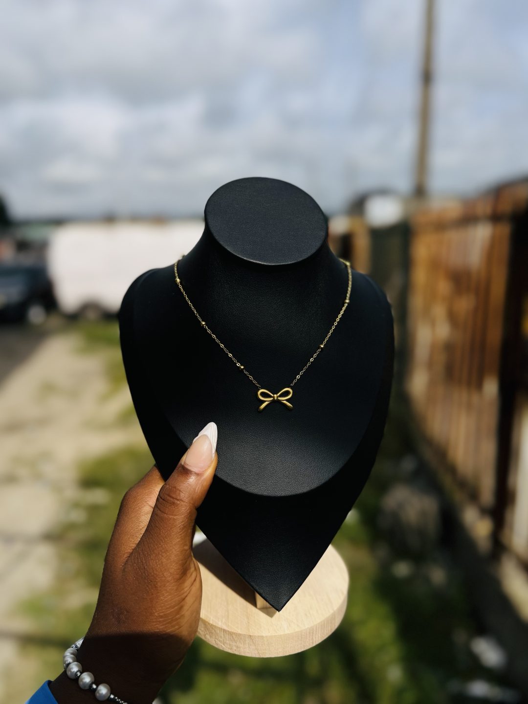 Stainless Steel bowtie necklace 014