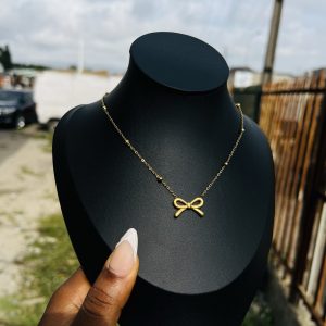 Stainless Steel bowtie necklace 014