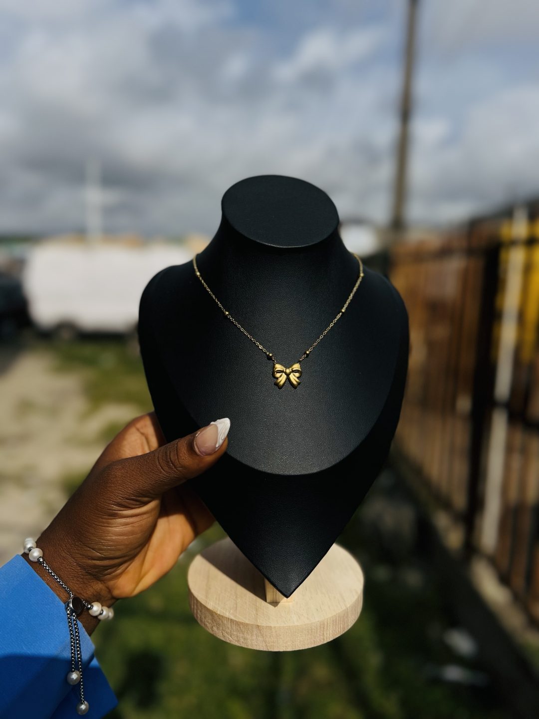 Stainless Steel bowtie necklace 015