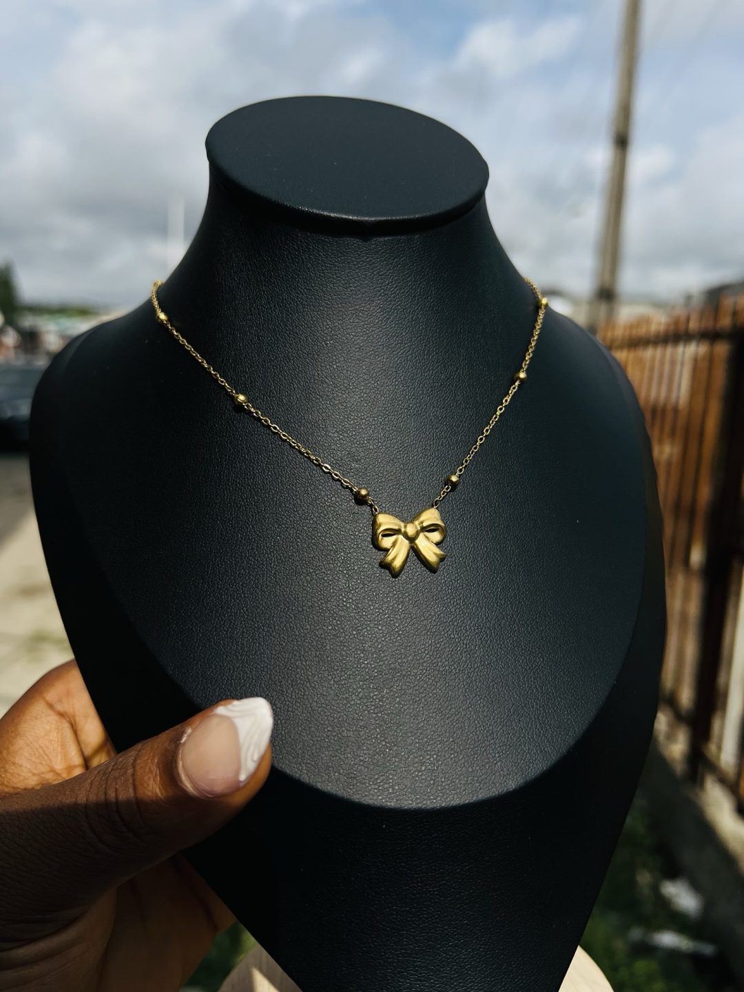 Stainless Steel bowtie necklace 015 - Image 6