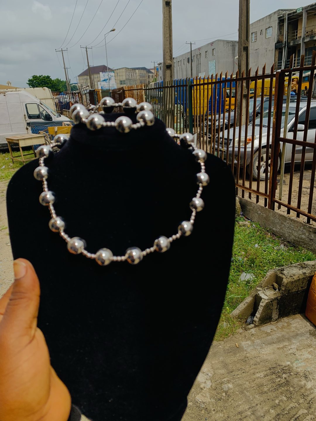 Wings Dream silver bead ball necklace
