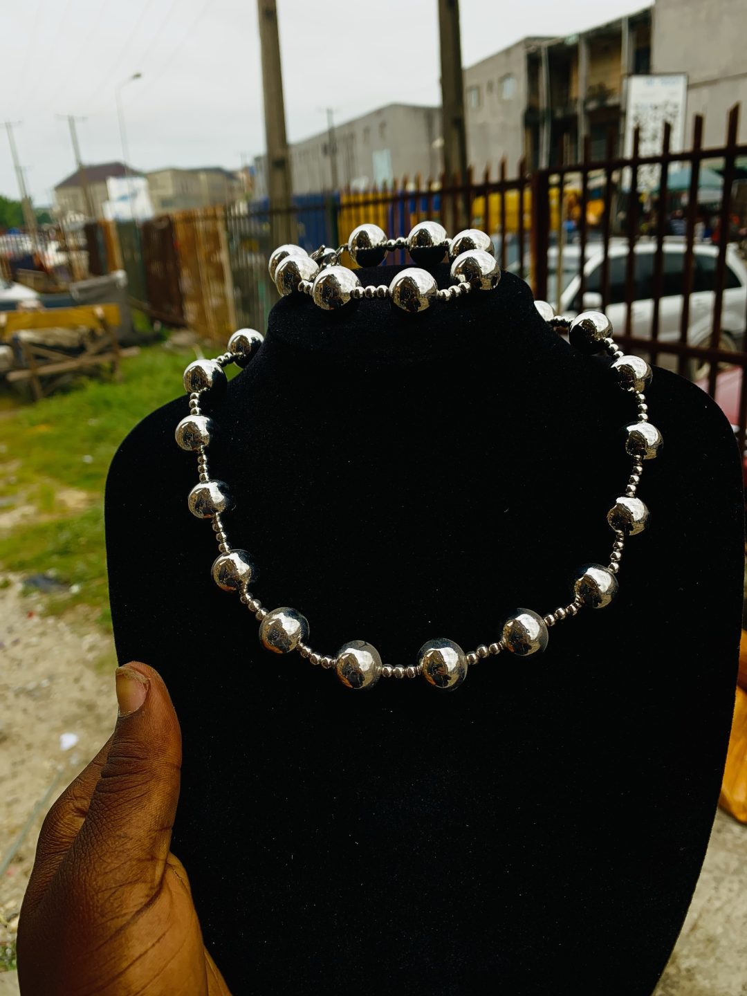 Wings Dream silver bead ball necklace - Image 4