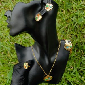 Gold/multicoloured steel set 004