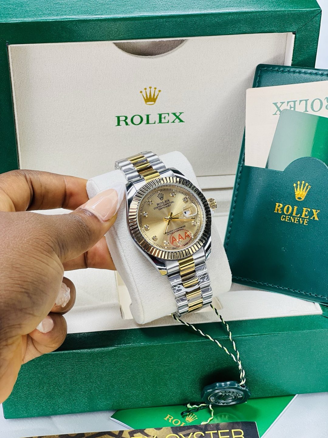 Rolex two toned oysters male watch with exact box and bag! - Image 2