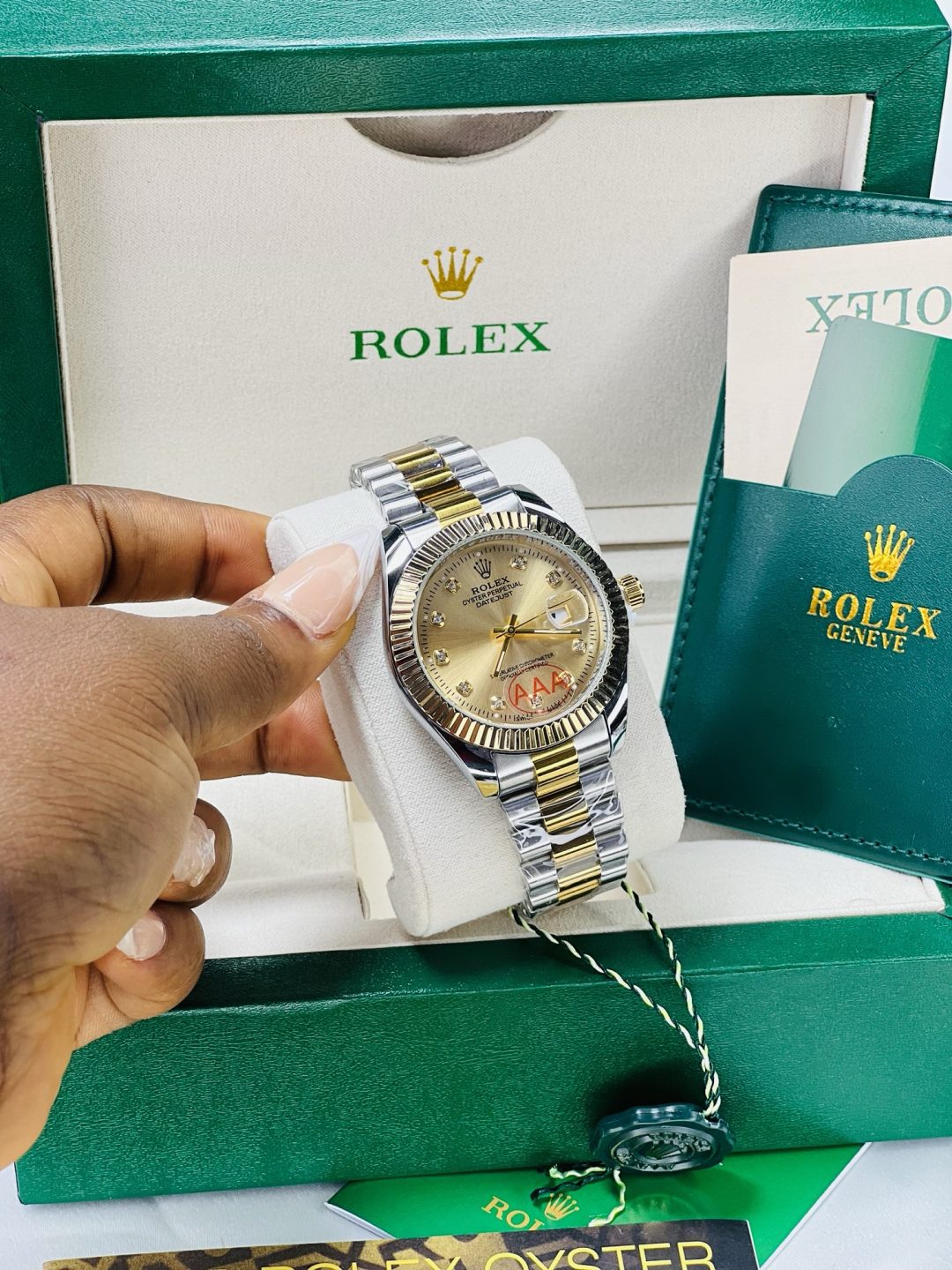 Rolex two toned oysters male watch with exact box and bag! - Image 3