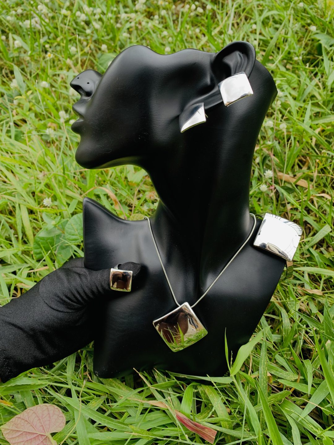 Silver square steel set 015