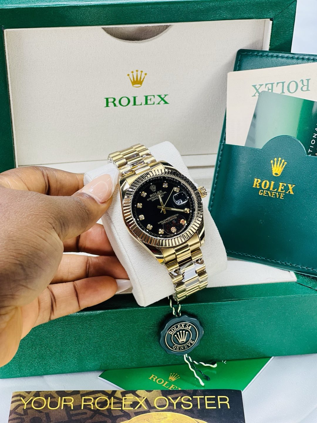 Rolex black oysters male watch with exact box and bag!