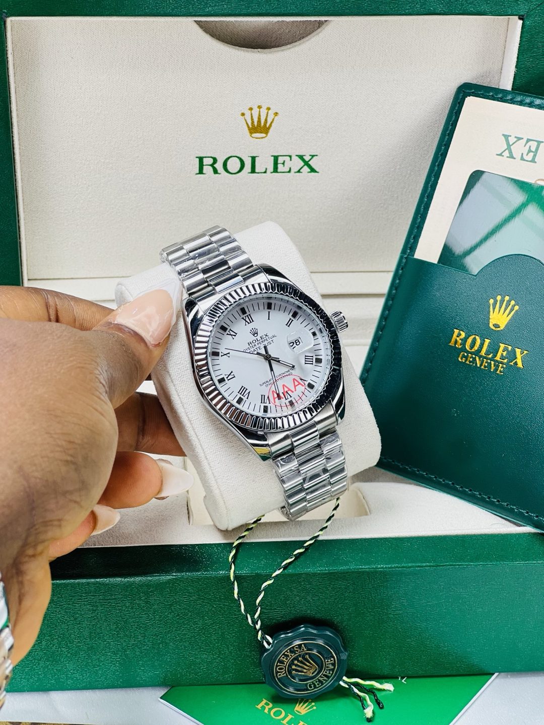 Rolex silver oysters male watch with exact box and bag! - Image 5