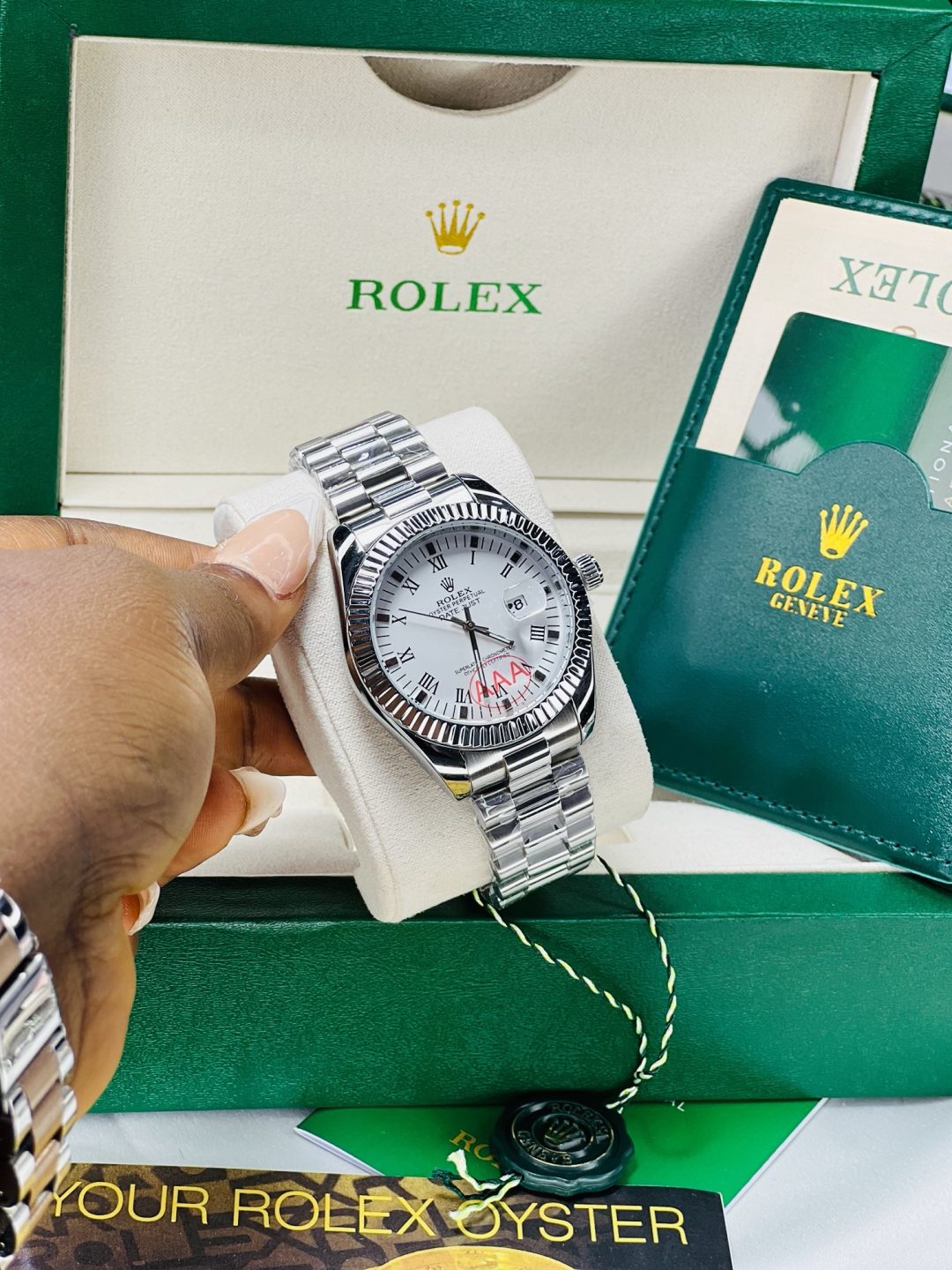 Rolex silver oysters male watch with exact box and bag! - Image 4