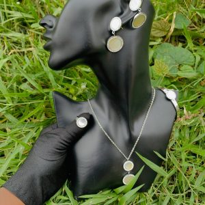 Silver/white steel necklace set 019