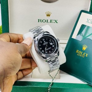 Rolex silver black face oysters male watch with exact box and bag!