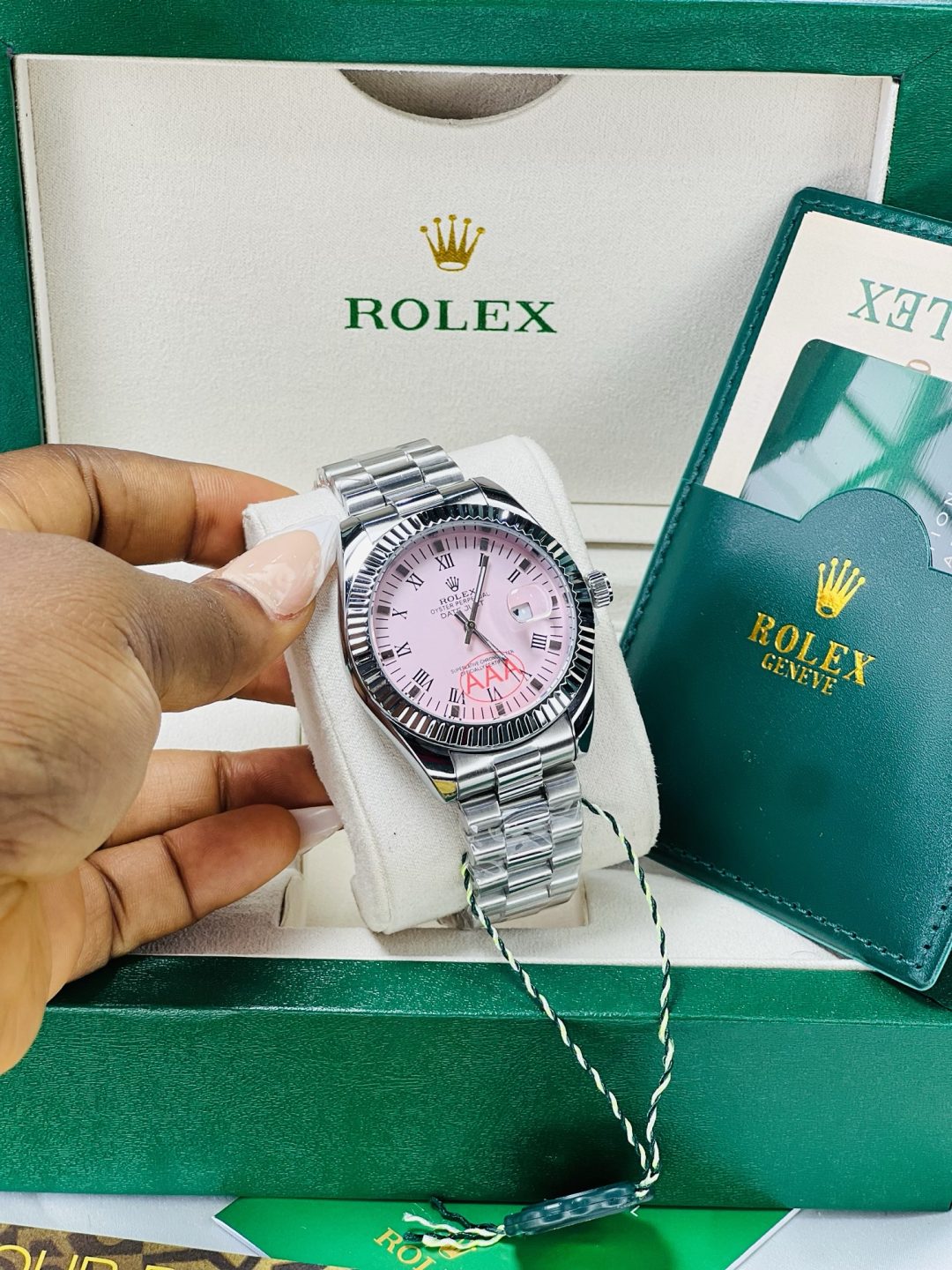 Rolex silver pink face oysters male watch no box! - Image 6