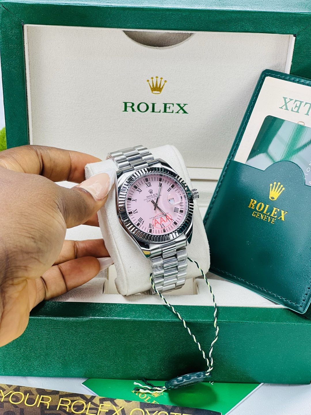 Rolex silver pink face oysters male watch no box! - Image 5