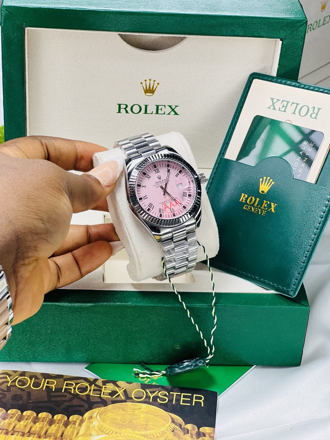 Rolex silver pink face oysters male watch no box! - Image 3