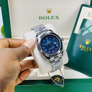 Rolex silver blue face oysters male watch with exact box and bag!