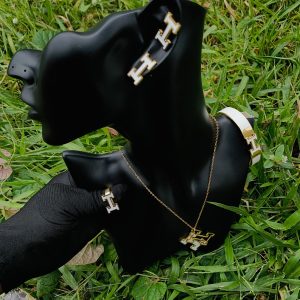 Gold/white Herms steel set