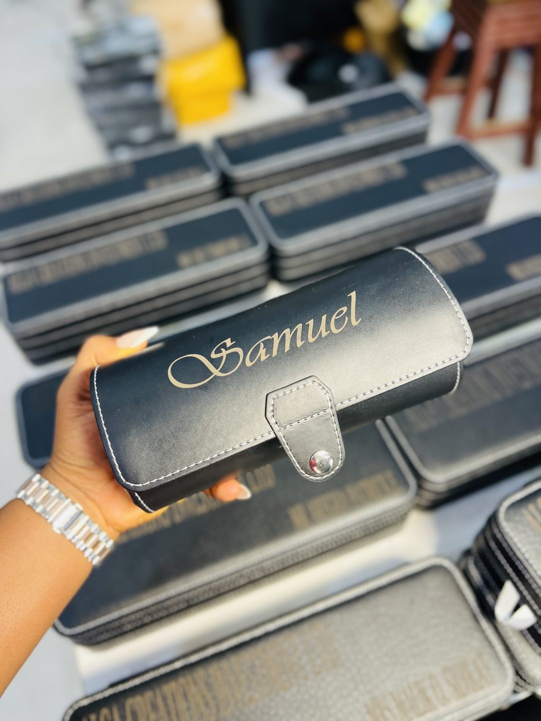 Engraved 3 in 1 watch organizer