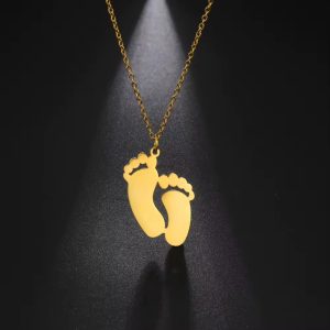 Engraved baby foot necklace
