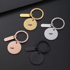 Engraved black circular key holder