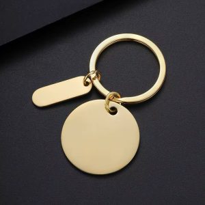 Engraved Gold circular key holder