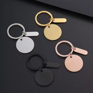 Engraved Gold circular key holder