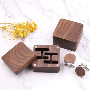 Engraved wooden cufflinks with exact box!