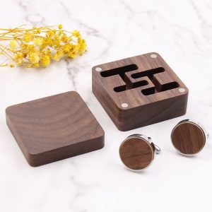 Engraved wooden cufflinks with exact box!