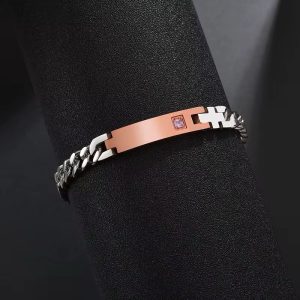 Engraved rose gold gemstone bracelet