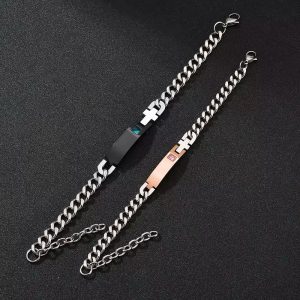 Engraved black gemstone bracelet