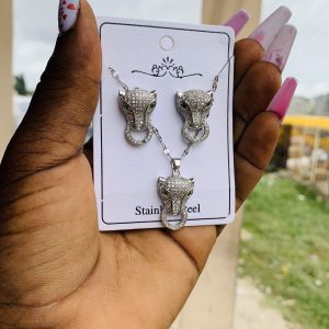 Leopard silver steel set
