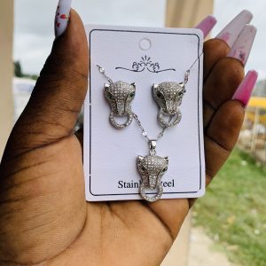 Leopard silver steel set