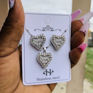 Silver heart steel set