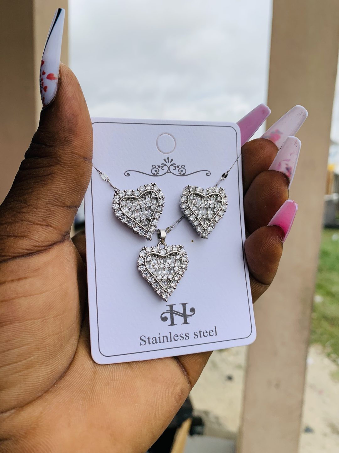 Silver heart steel set
