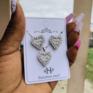 Silver heart steel set