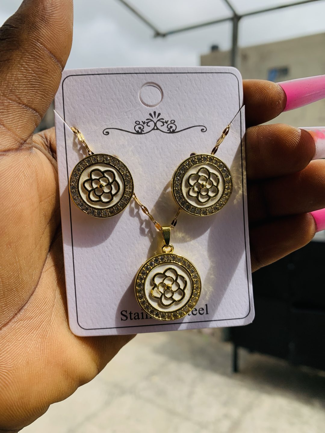 Gold circle flower steel set - Image 4