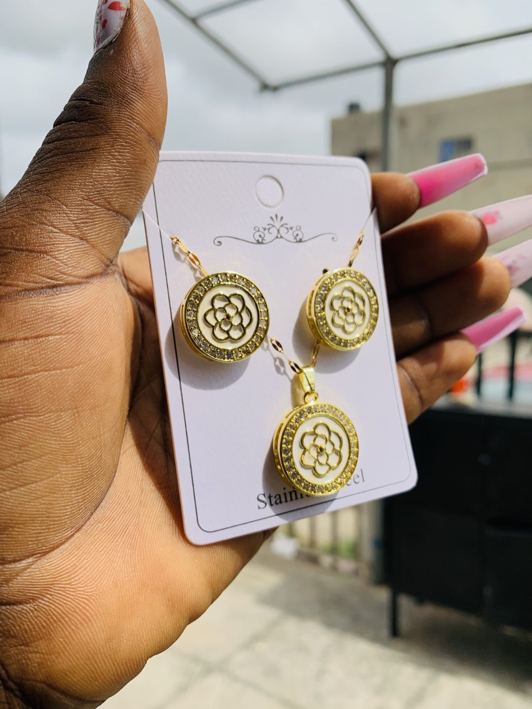 Gold circle flower steel set - Image 3