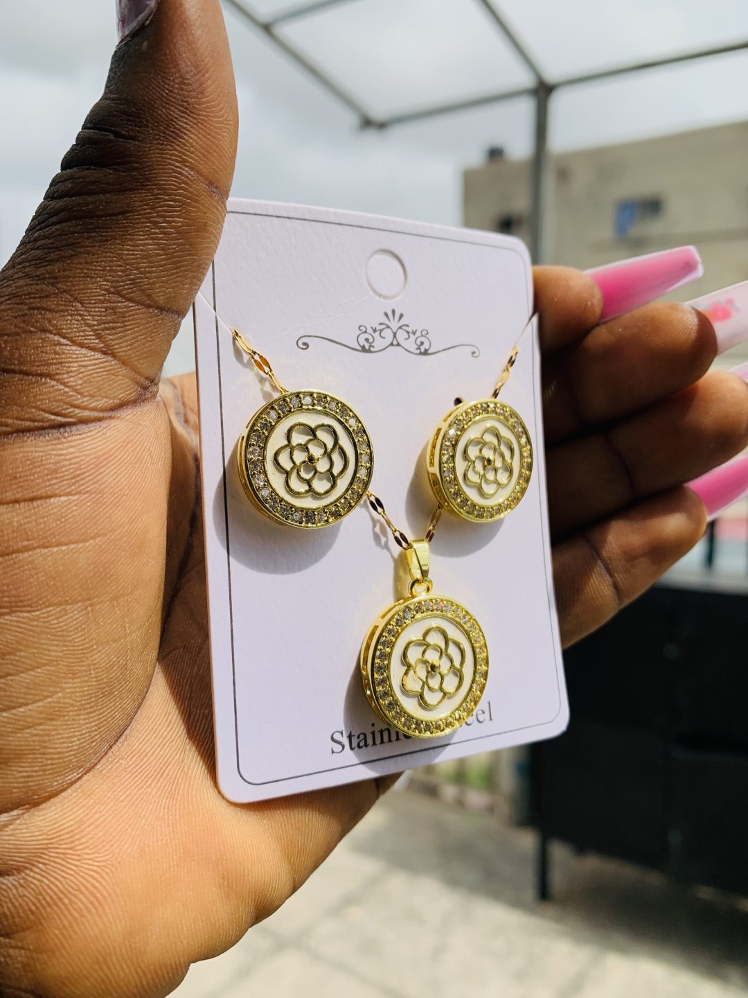 Gold circle flower steel set - Image 2