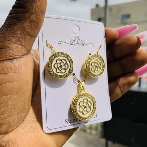 Gold circle flower steel set