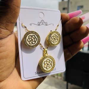 Gold circle flower steel set