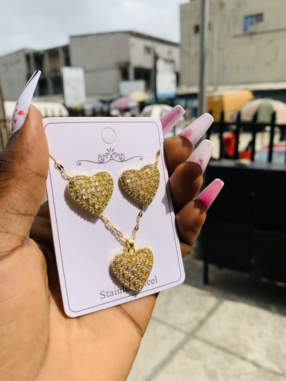 Gold heart steel set
