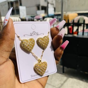 Gold heart steel set