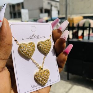 Gold heart steel set