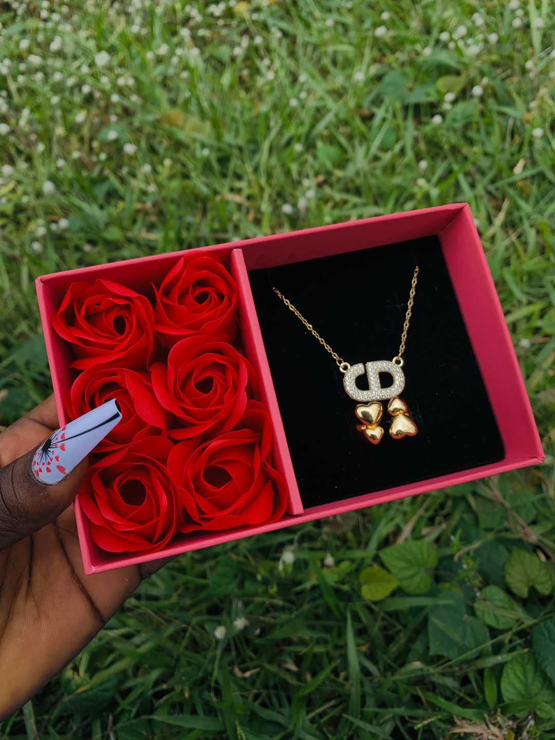 Dainty necklace and ring comes with paper box